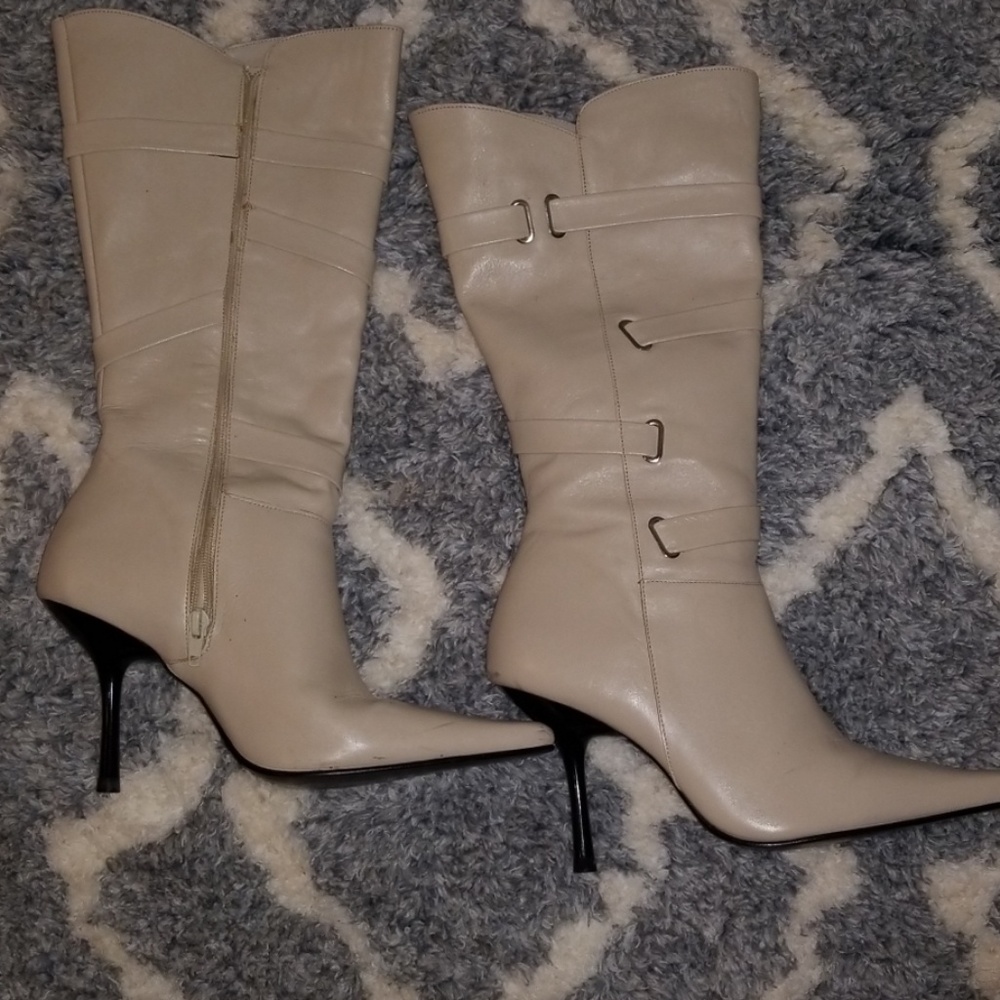 Cream calf boots